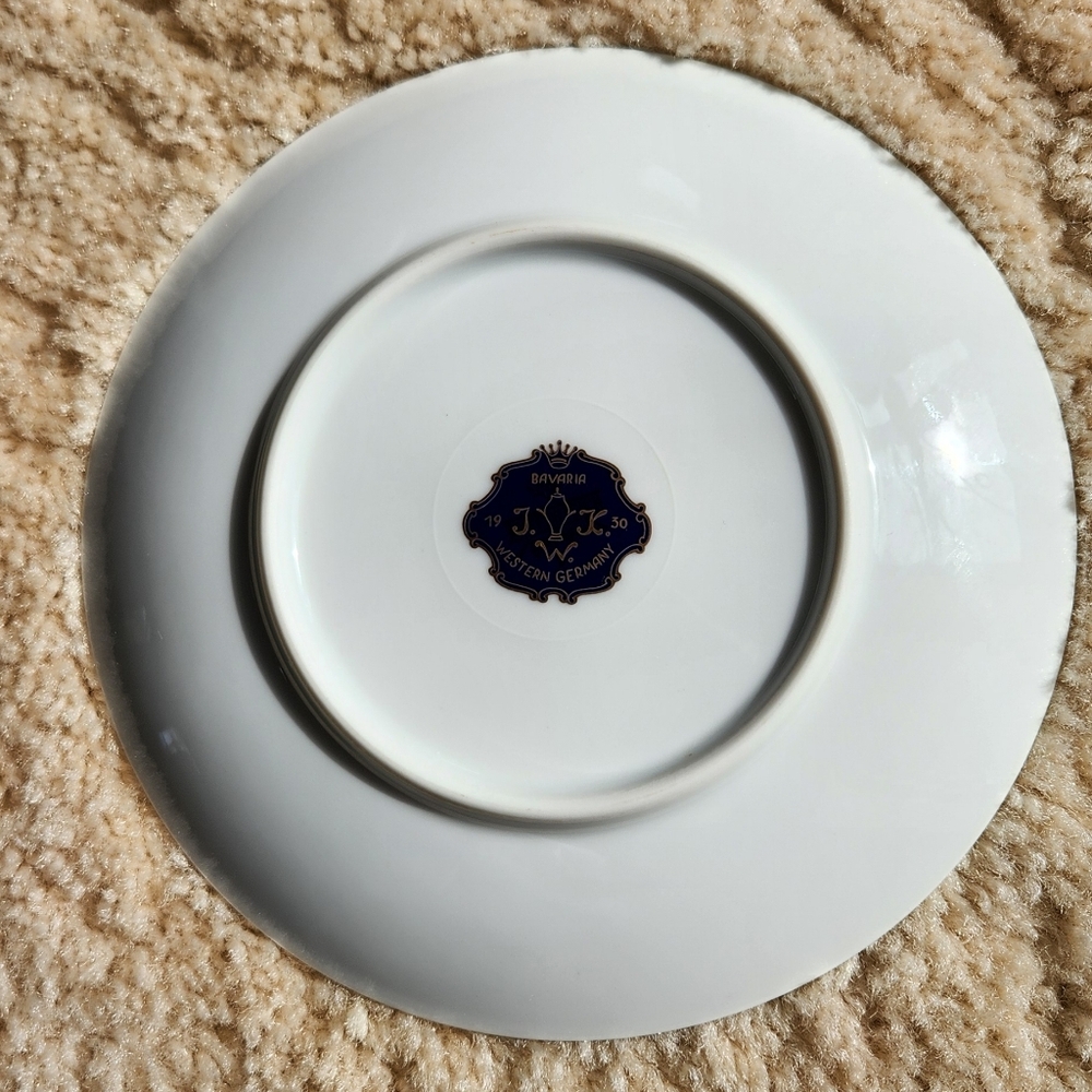 Vintage JKW Bavaria 1930 Western Germany Floral 7" Salad Plate - Picture 3 of 4
